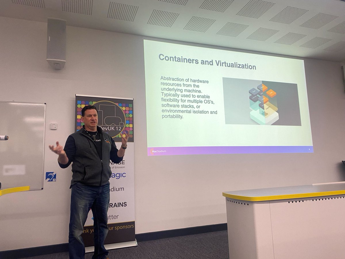 MacStadium's tweet image. We&apos;re having a great time in Aberystwyth! Our CTO Chris Chapman held a session about accelerating your iOS/macOS workflow at @IOSDEVUK earlier today. 🔥 #iOSDevUK