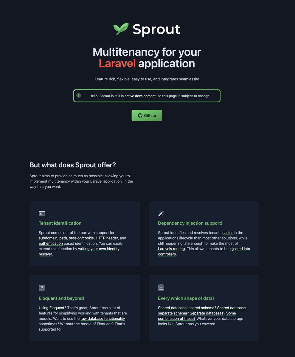 ollieread's tweet image. I&apos;m quite enjoying working on a simple site for Sprout!

#laravel #multitenancy