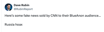 MattGertz's tweet photo. The content creation company that federal prosectors say was a tool of Russian propagandists is Tenet Media, according to The Tennessean. Its apparently unwitting stars include Dave Rubin, Tim Pool, and Benny Johnson, seen below mocking the Russia "hoax" https://t.co/UKDlNXMaM0 https://t.co/CRbEX3k78x