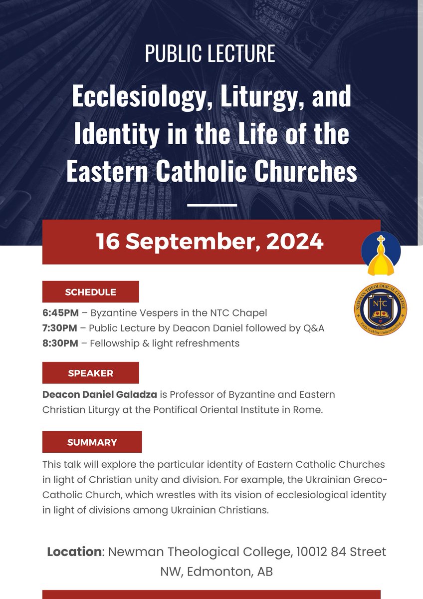 Newman Theol.College (@ntcedmonton) on Twitter photo Newman Theological College, in collaboration with the <a href="/EdmontonEparchy/">Edmonton Eparchy</a> , is pleased to present a special lecture that will deepen your understanding of Eastern Christian traditions and enrich your faith journey. part of it. Register here: rb.gy/9ikmtb Newman Theological College, in collaboration with the <a href="/EdmontonEparchy/">Edmonton Eparchy</a> , is pleased to present a special lecture that will deepen your understanding of Eastern Christian traditions and enrich your faith journey. part of it. Register here: rb.gy/9ikmtb