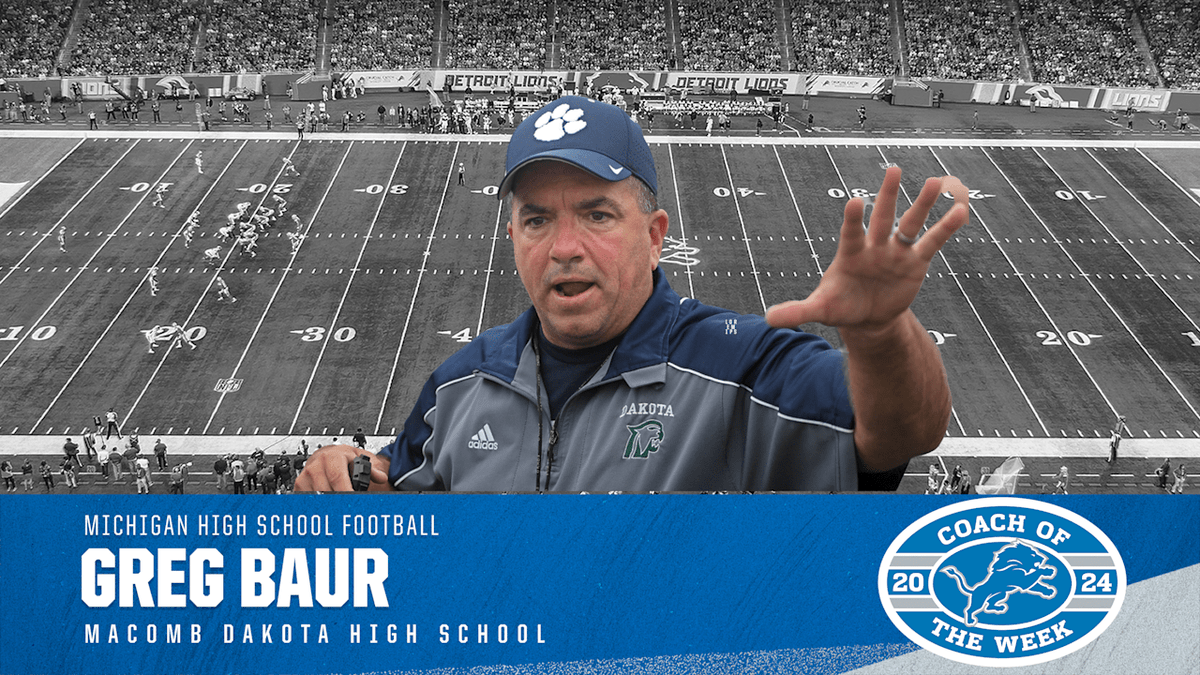 Dakota_Cougars's tweet photo. Greg Baur of Macomb Dakota High School Named the Detroit Lions High School Football Coach of the Week - Week 1....congratulations Coach! #cougarpride https://t.co/mZvqdfQu62