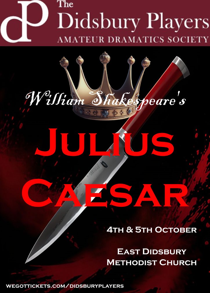 Shakespeare coming to #Didsbury! Julius Caesar with the @DidsburyPlayers, 4th &amp; 5th October.  Tickets on sale now: wegottickets/didsburyplayers