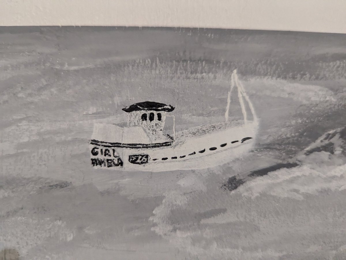The daughter @tooogit has added Kelly of Ladram and Girl Pamela fishing boats to her beautiful painting in the hotel reception 

@Linda_Dwan <a href="/Bm800_Hake/">Alan Dwan</a>