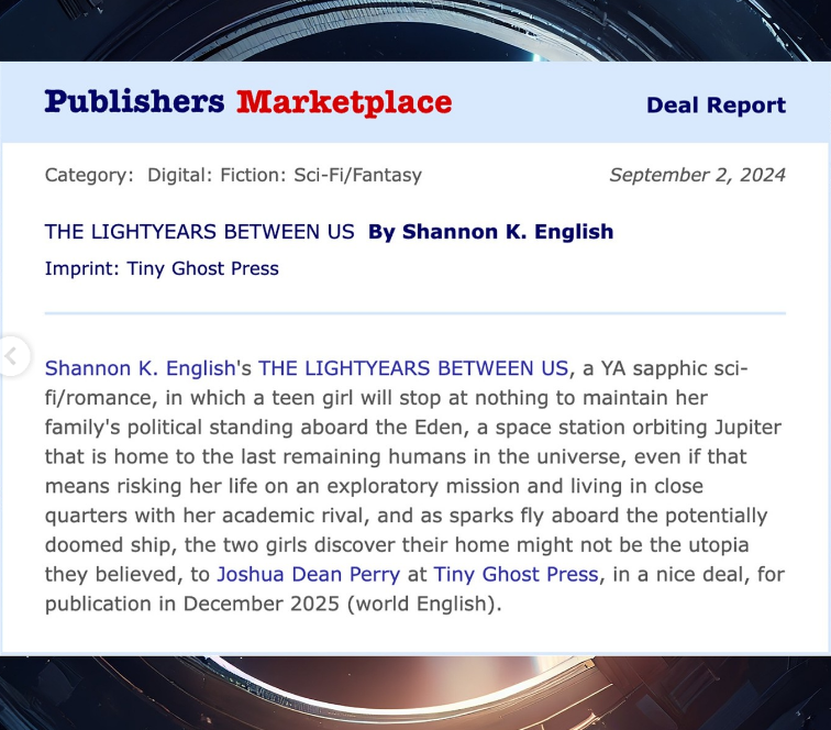 Who's ready for a new Sapphic Sci-Fi in 2025??🌌🌠🪐🌙

THE LIGHTYEARS BETWEEN US will be the 5th of FIVE releases from us in 2025 -- fives all 'round baby!