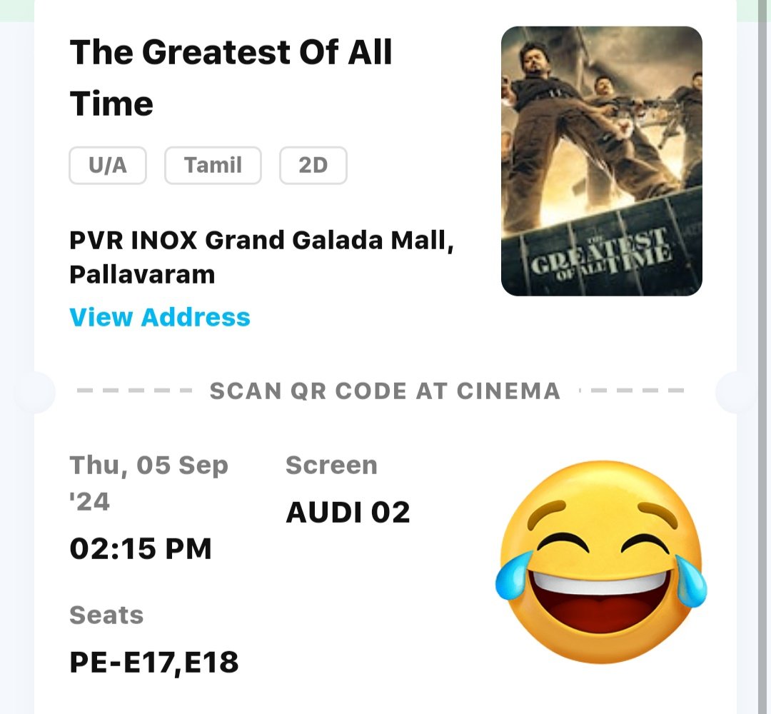 sanjayvro's tweet photo. Pvr pallavaram 1st day 2:15 pm - 2 tickets
EGA main screen 1st day 2:20 pm - 2 tickets
Available dm fast or comment
#GOAT #GoatTicketBookings
#GOATtickets #goatticketHelp
#GOATFDFS #GreatestofAllTime #GOATREVIEW https://t.co/aCYD5eJM5y