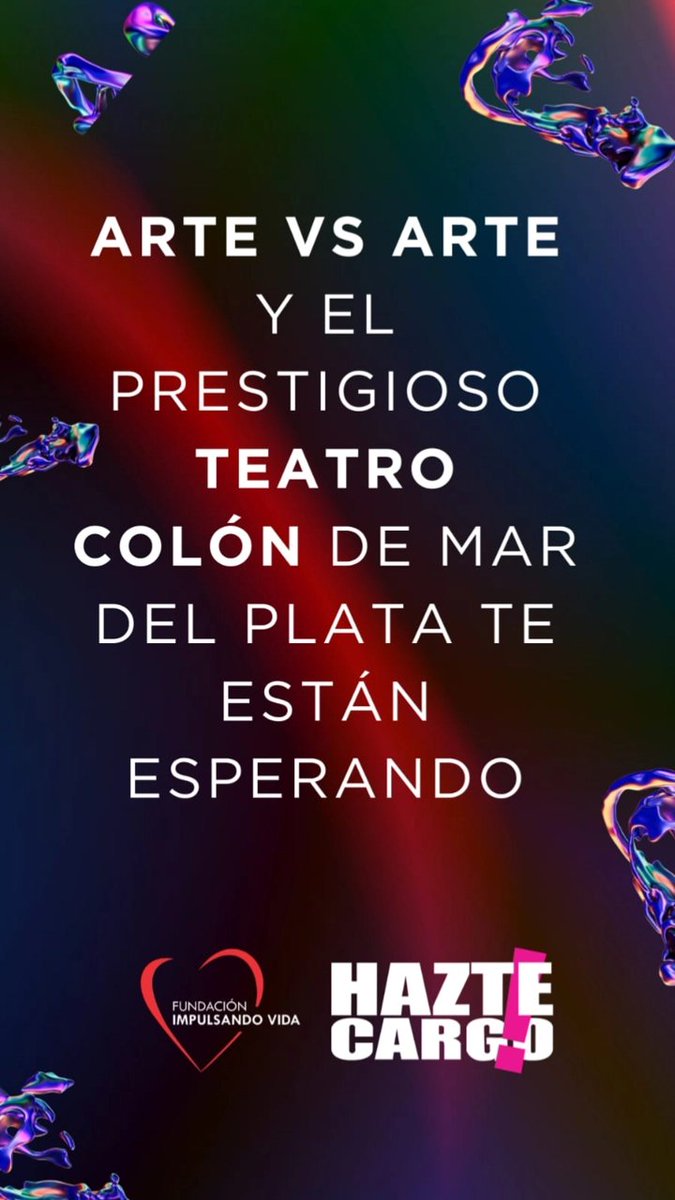 ImpulsandoVida_'s tweet photo. Arte vs Arte 2024 🎤💃🏻🎨
Un evento único que fusiona canto, danza y artes visuales en una increíble competencia a beneficio de Hazte Cargo,proyecto contra el abuso infantil.

🔗 Escríbenos por WhatsApp al 2236-434320 o contáctanos en nuestras redes sociales. 

¡Te esperamos! 🥳 https://t.co/cJcsB9nwYV