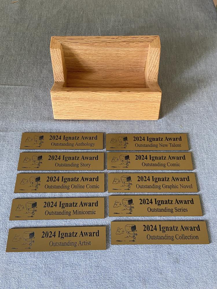 SPXcomics's tweet image. Plates for the Ignatz Awards have arrived!

Get your ballot so your favorite creators can have one for their hard work and passion!

smallpressexpo.com/ignatz-ballot-…