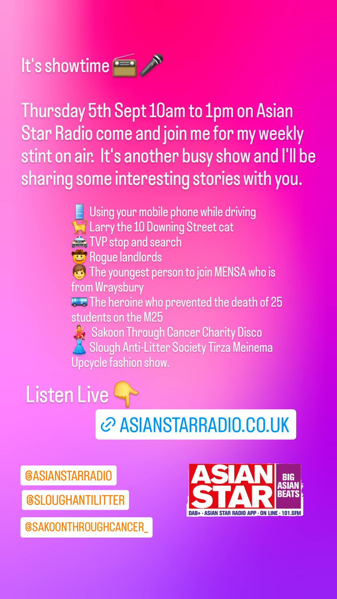 sbba9's tweet image. Come and join me for another fun packed show 
Listen Live asianstarradio.co.uk 
#Radio #radioprogramme