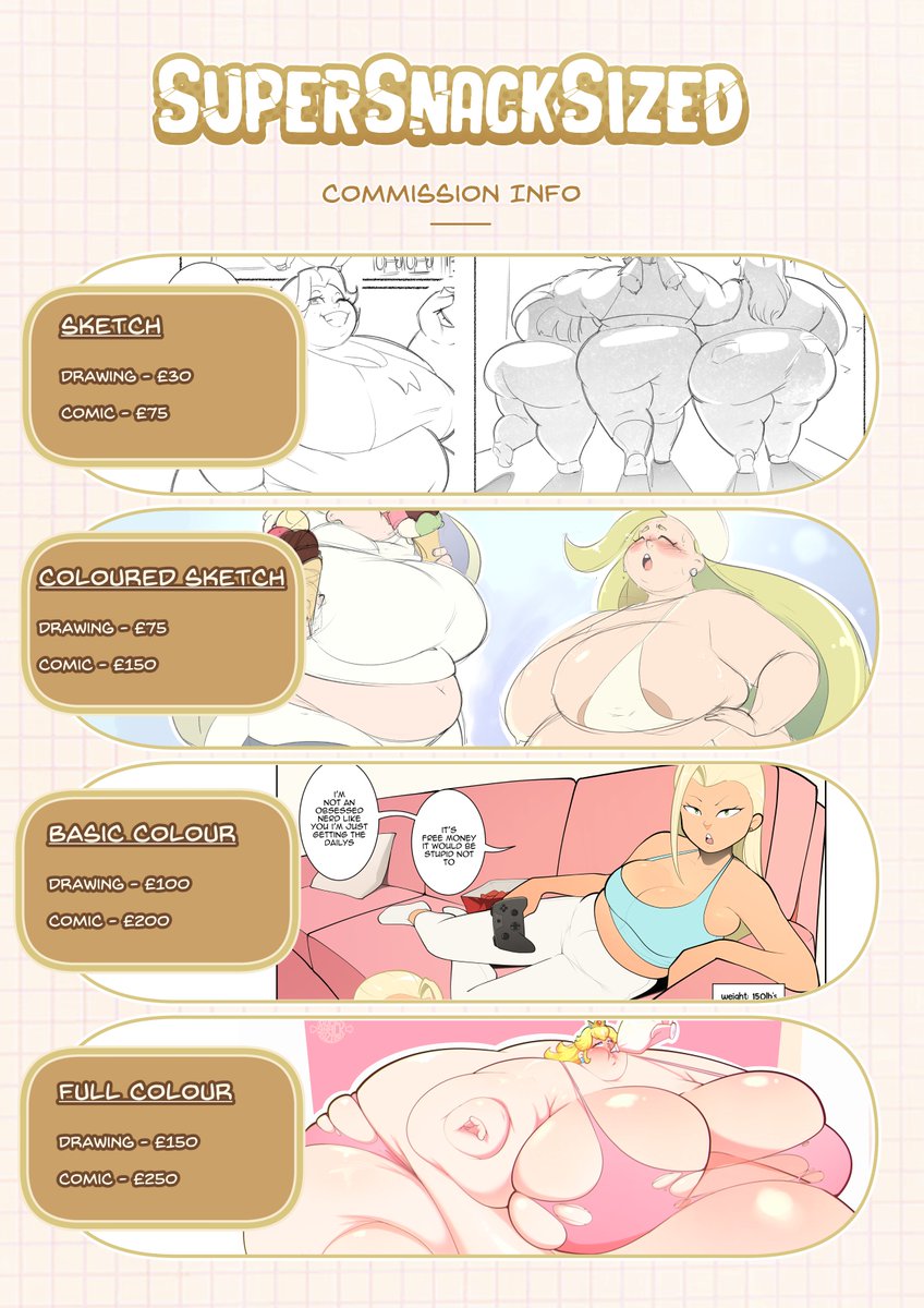 SuperSnackSized's tweet image. I finally updated my comms sheet!
Request form is below, dm if you have any questions ✨