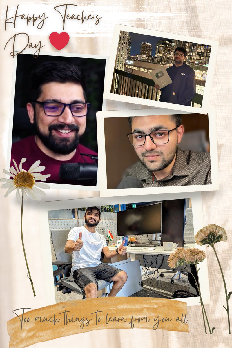 shishucodes's tweet image. Happy Teachers Day 🙏
@kirat_tw @Hiteshdotcom @piyushgarg_dev @striver_79 

Hope to meet you all soon ...