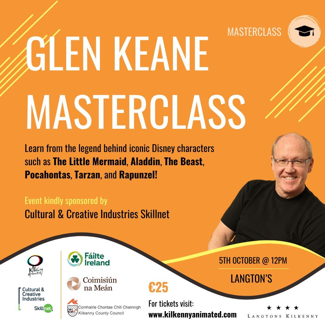 If you haven't got your ticket booked for Glen Keane's Masterclass, you might want to do it soon - they're selling like hot cakes! 

#KilkennyAnimated #GlenKeane #Disney #kilkennyfestival