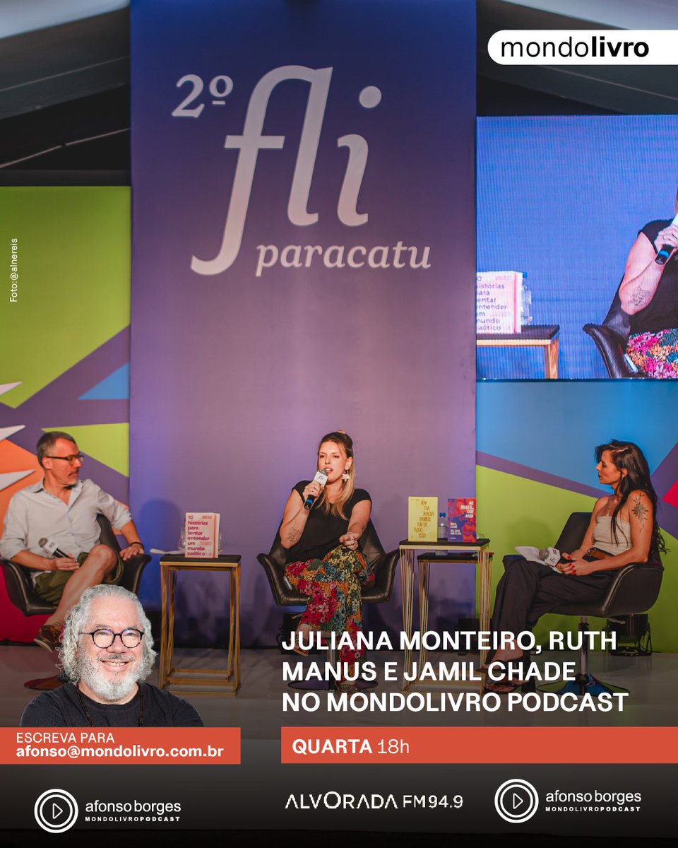 Mondolivro Podcast (@mondolivro) on Twitter photo No podcast de hoje, acompanhe trechos de uma conversa entre <a href="/JuMonteiroIT/">Juliana Monteiro</a> e <a href="/RuthManus1/">Ruth Manus</a>, mediada por <a href="/JamilChade/">Jamil Chade</a>. O bate-papo, que abordou temas como direitos humanos e igualdade de gênero, aconteceu no @fliparacatu. Daqui a pouco, na @radioalvorada: bit.ly/3TPX1MF No podcast de hoje, acompanhe trechos de uma conversa entre <a href="/JuMonteiroIT/">Juliana Monteiro</a> e <a href="/RuthManus1/">Ruth Manus</a>, mediada por <a href="/JamilChade/">Jamil Chade</a>. O bate-papo, que abordou temas como direitos humanos e igualdade de gênero, aconteceu no @fliparacatu. Daqui a pouco, na @radioalvorada: bit.ly/3TPX1MF