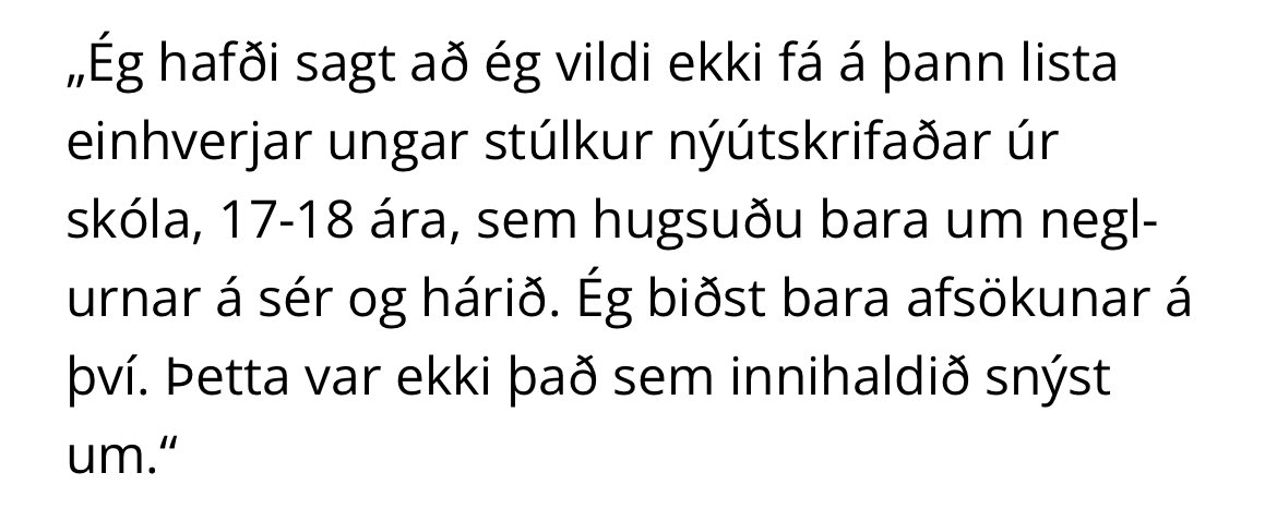 Af hverju er Bolli að pæla í 17-18 ára stelpum ? Hefur hann áhyggjur af pólitískum skoðunum þeirra og að þær yfirtaki Sjálfstæðisflokkinn og “eyðileggi” hann ?