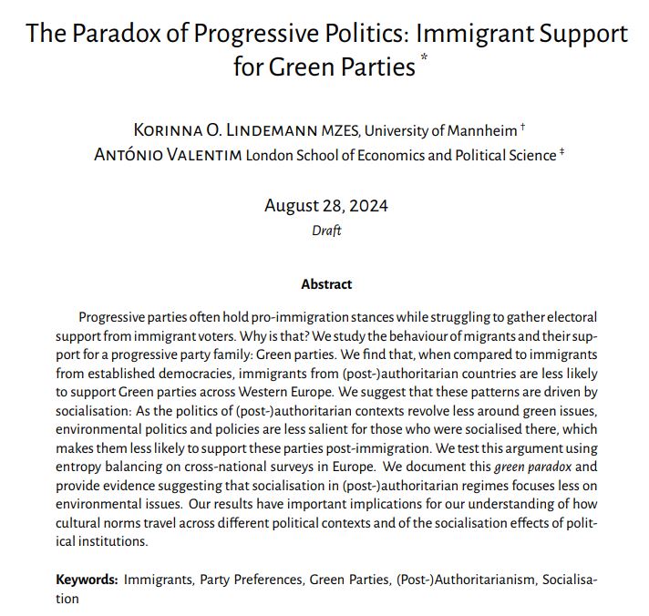 Excited to be in Philly for #APSA2024! Tomorrow morning at 8am, I'll be presenting co-authored work with <a href="/AntValentim/">António Valentim</a> on immigrant support for green parties (📍Pennsylvania Convention Center (PCC), 106A). Come by if you're interested!