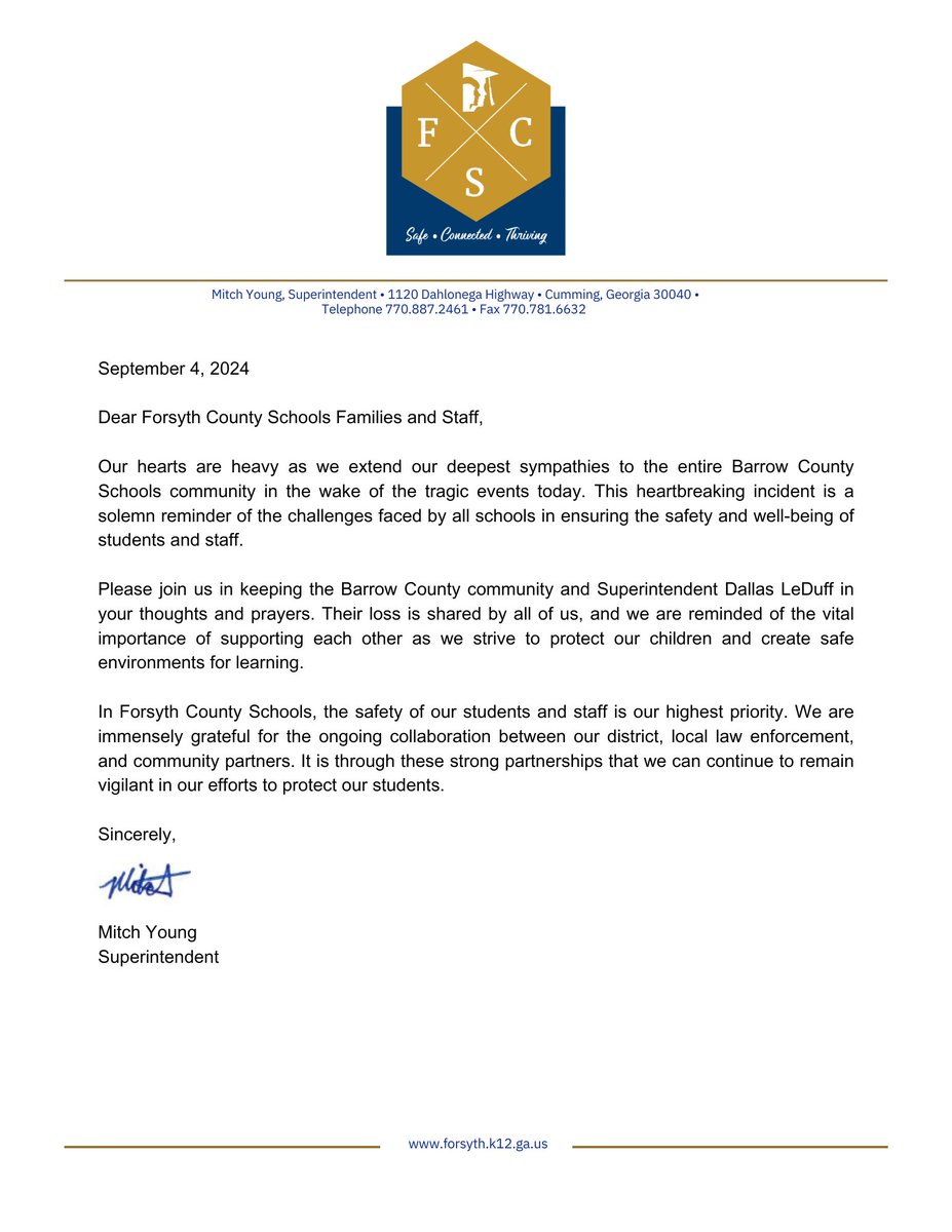 Please view the important message from Superintendent Young. ow.ly/JPor50TfUt1