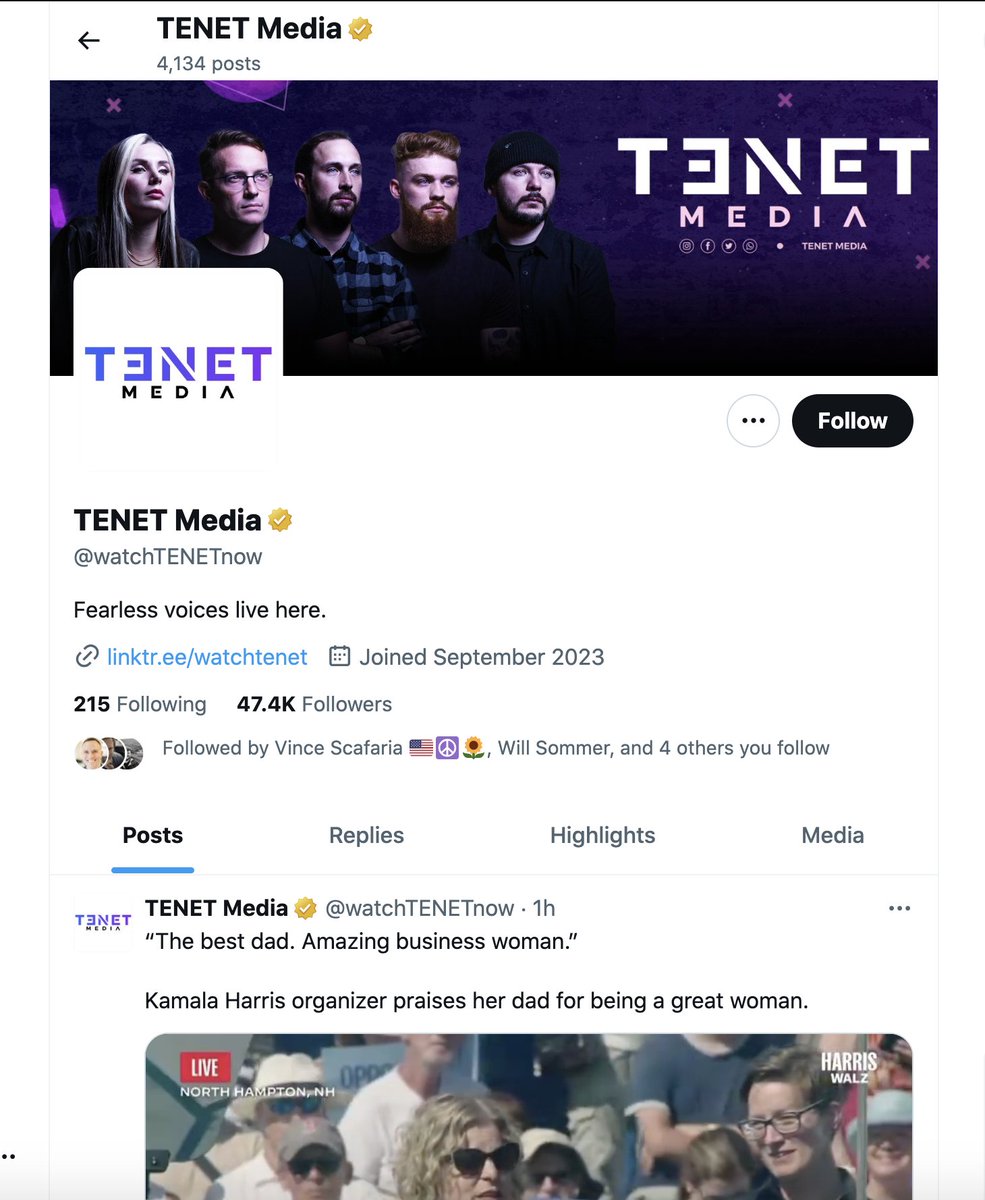 N0rth0ftheW4ll's tweet photo. I finally realized where I had seen Tenet Media very prominently in the past few weeks. They were all over the DNC protests in Chicago. They generated tons and tons of very provocative protest video. Now we find out they were being covertly directed by the Kremlin and RT media. I am shocked I tell you ... completely shocked.🤦‍♂️