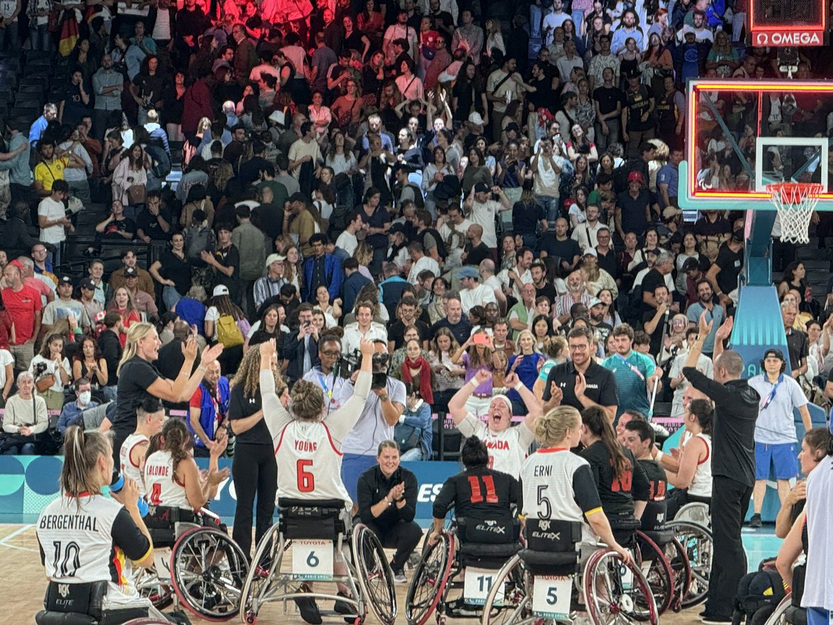 Incredible scenes here at Bercy Arena as the Canadian women’s wheelchair basketball defeats Germany to advance to the Paralympics semifinal.

Joy. Absolute joy from the team.

It’s been 20 years since this program has advanced to the semifinals at the Games. What a performance.