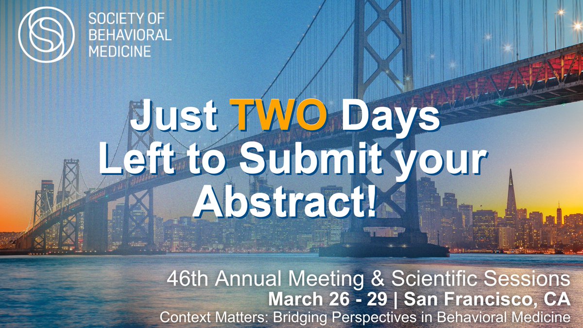 We have extended our Abstract deadline! 📣
Submit by Sept. 6 for a chance to share your science at the biggest behavioral medicine event of the year!

Learn more here: sbm.org/meetings/2025 #SBM2025