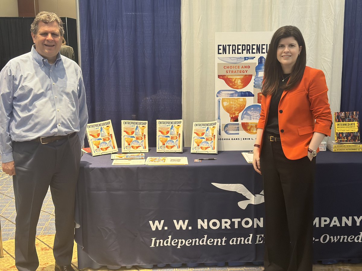 Erin Scott (@erin_l_scott) on Twitter photo At the #AOM2024, <a href="/sstern_mit/">Scott Stern</a>, <a href="/joshgans/">Joshua Gans</a>, and I were excited to officially launch our book 📚Entrepreneurship, Choice and Strategy 📚 , now available for instructors <a href="/wwnorton/">W. W. Norton & Company</a>!
Instructors, learn more here:
seagull.wwnorton.com/entrepreneursh… At the #AOM2024, <a href="/sstern_mit/">Scott Stern</a>, <a href="/joshgans/">Joshua Gans</a>, and I were excited to officially launch our book 📚Entrepreneurship, Choice and Strategy 📚 , now available for instructors <a href="/wwnorton/">W. W. Norton & Company</a>!
Instructors, learn more here:
seagull.wwnorton.com/entrepreneursh…