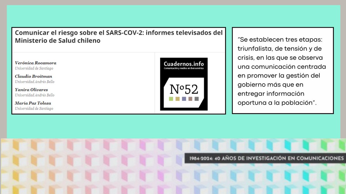 En el día de la atención primaria en salud 📅👩‍⚕️⚕️, recordamos un artículo que analiza cualitativamente el despliegue comunicacional de la primera etapa de la pandemia de COVID-19 en Chile 🤧.
Te invitamos a leerlo aquí 👉cuadernos.info/index.php/cdi/…
#comunicaciones #investigación