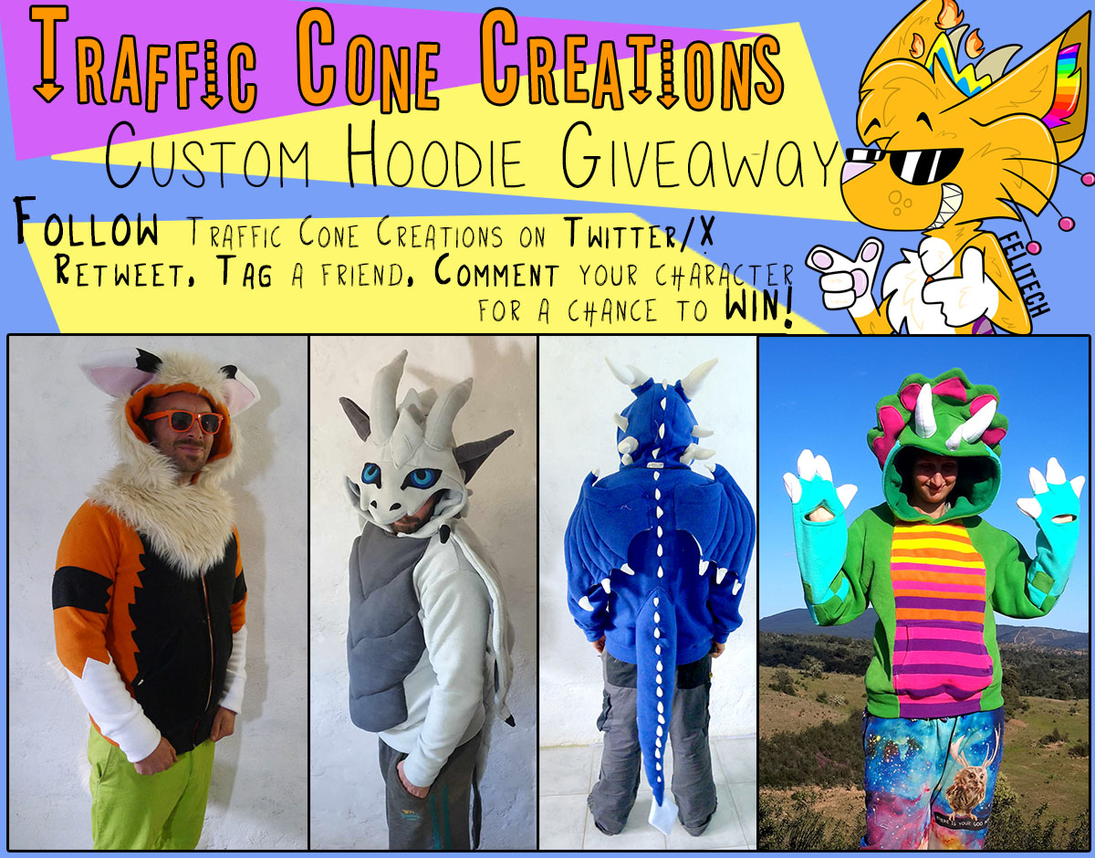 SURPRISE 200 follower Giveaway!

WIN A  FURSONA HOODIE!
+Follow Traffic Cone Creations
+Retweet!
+Tag a friend who also deserves a shot!
+Comment on the original post with what character you would like made into a hoodie!

__

Winner picked Friday 20th. Good luck!