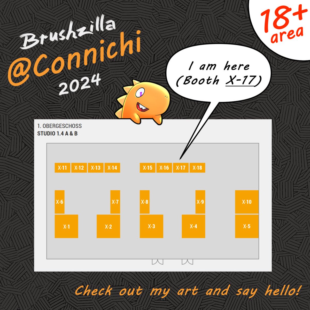 Hey folks👋
I am at #connichi this year. Check out my art and say hello! I do sell some prints, sticker, keychains and more. If you want a hand-drawn artwork from me, you can also request a commission from me on the spot ✍️

See you there!
~roooaar~ 🦖