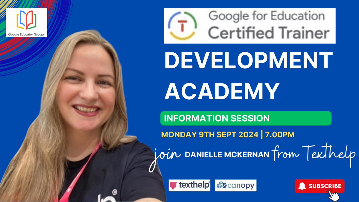 ๐๐ฎ๐ป๐ถ๐ฒ๐น๐น๐ฒ ๐ ๐ฐ๐๐ฒ๐ฟ๐ป๐ฎ๐ป (@academydanielle) on Twitter photo ๐
Become a Google Certified Trainer
Join our #Trainers4Accessibility cohort
FUNDED Development Academy <a href="/CanopyCIC/">Canopy</a> <a href="/texthelp/">Everway (Formerly Texthelp)</a> collaboration
๐ Information Session to launch - Mon 9th Sept @ 7pm And! The amazing <a href="/redefineED/">Georgina Dean ๐ช #SBSWinner #TheFutureIsNow</a> will co-host ๐ Join us!
youtube.com/live/GfScdvY2Yโฆ ๐
Become a Google Certified Trainer
Join our #Trainers4Accessibility cohort
FUNDED Development Academy <a href="/CanopyCIC/">Canopy</a> <a href="/texthelp/">Everway (Formerly Texthelp)</a> collaboration
๐ Information Session to launch - Mon 9th Sept @ 7pm And! The amazing <a href="/redefineED/">Georgina Dean ๐ช #SBSWinner #TheFutureIsNow</a> will co-host ๐ Join us!
youtube.com/live/GfScdvY2Yโฆ