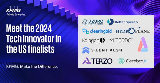 juleswalker4's tweet photo. A huge congratulations to Mi Terro for winning this year’s KPMG Private Enterprise Tech Innovator in the US competition! Join me in congratulating all of the finalists and best of luck to Mi Terro as they take the global stage in Lisbon in November 2024. https://t.co/tQg5pK4ovF https://t.co/sulbTLeJjB