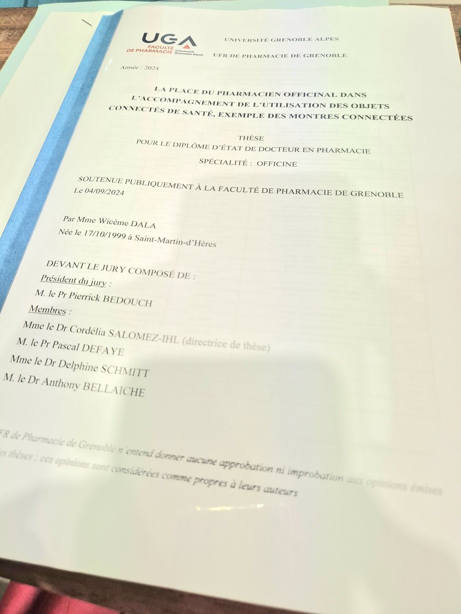 Ravi d’avoir participé à la soutenance de thèse de Wiceme Dala sur la place du pharmacien d'officine dans l'utilisation des montres connectées en cardiologie, un super travail, un super thème, un super encadrement #salomezihlcordelia, un super jury 👏
@SanteUga