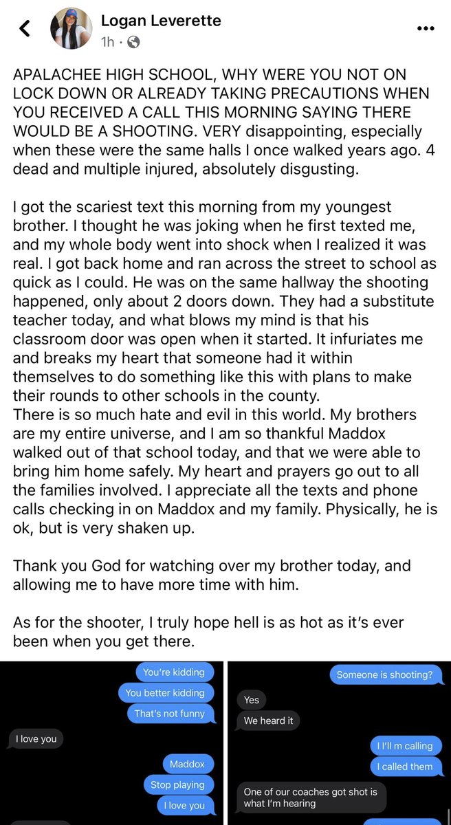 The sister of a student who currently attends Apalachee High is saying the school received a call this morning saying a shooting would happen