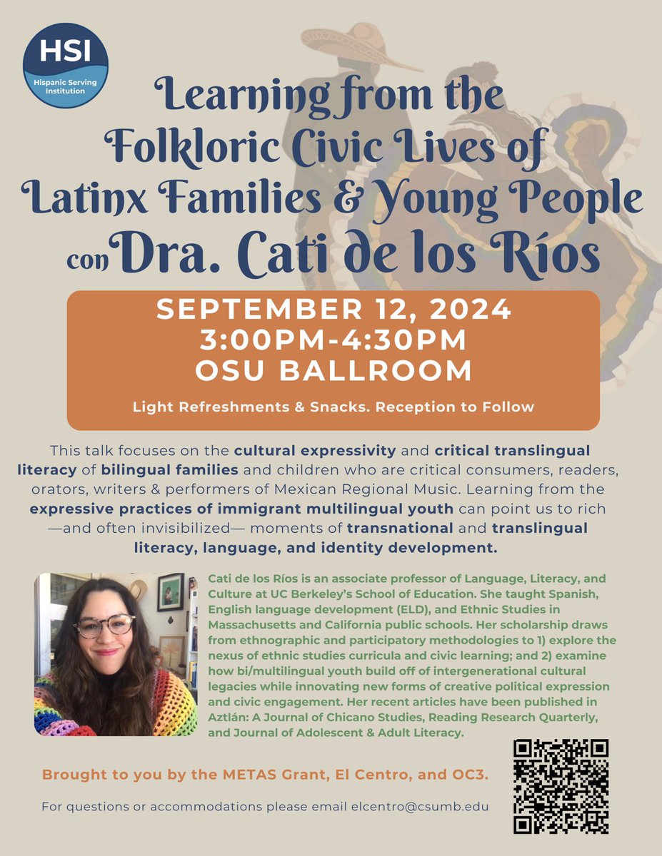 CSUMB Monterey Institute for English Learners (@csumb_miel) on Twitter photo Join <a href="/CSUMB/">Cal State Monterey Bay</a> next week for this event! If you love corridos, this is for you! Join <a href="/CSUMB/">Cal State Monterey Bay</a> next week for this event! If you love corridos, this is for you!