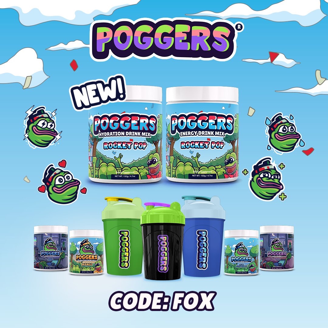 GenericProjecc's tweet photo. I am now affiliated with POGGERS! They are a lifestyle company that produces 
Energy Drink and Sleep Drink mix, as well as shakers! If you wanna check out their products for yourself, you can use code FOX at the checkout for 10% off! Or use the URL https://t.co/HoFL6H3meW https://t.co/HNIqZOxkvP