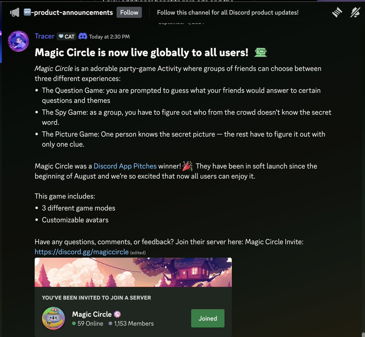 thank you <a href="/discord/">Discord</a> for announcing Magic Circle!! 🥳

discord.com/channels/16925…