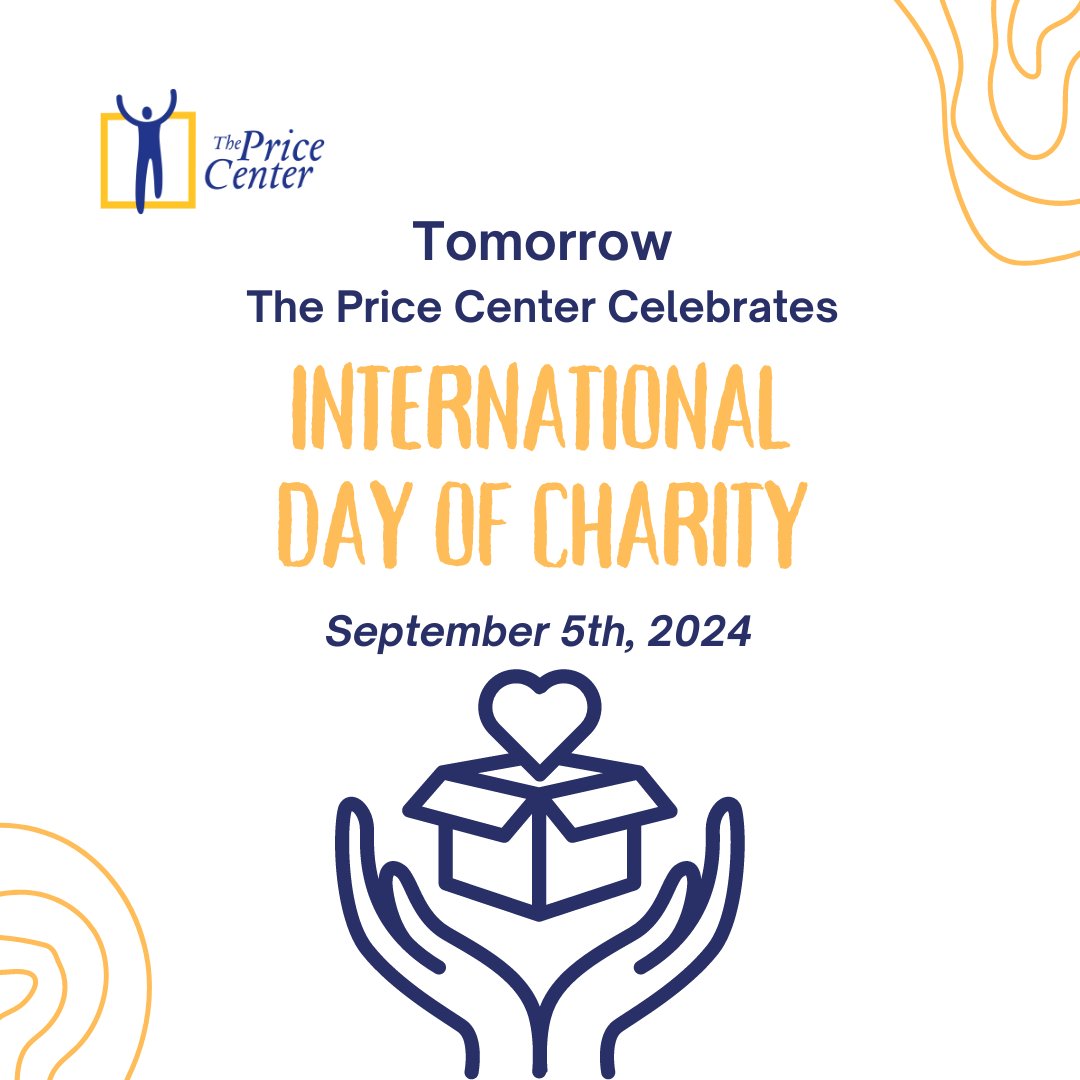 Tomorrow is the International Day of Charity!  

Join us in celebrating the spirit of giving back! At The Price Center, your support helps us enhance programs for individuals with intellectual and developmental disabilities--including autism. 

Visit: thepricecenter.org