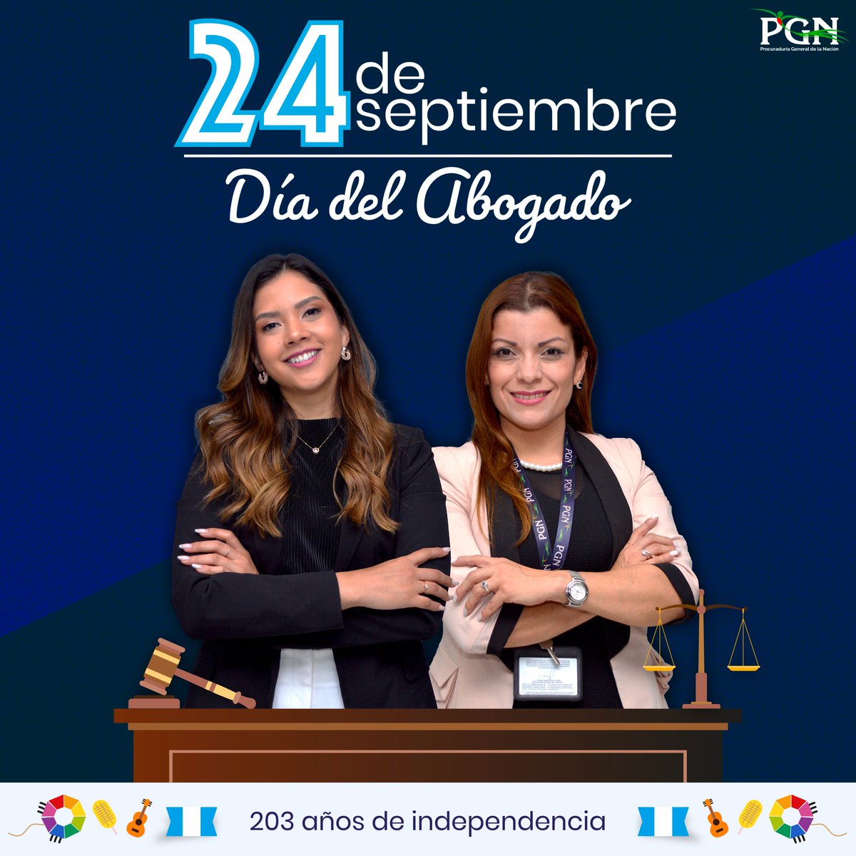 PGNguatemala's tweet photo. #ConmemorativoPGN Celebramos a quienes defienden la justicia y los derechos con integridad y pasión. ¡Feliz Día del Abogado! #DíaDelAbogado #24deSeptiembre https://t.co/XFyDq1SNlq