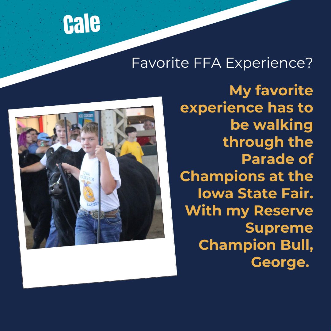 We're starting something new. Every Wednesday, you'll get a spotlight to see Why FFA is important to our members. 

Check out Cale's Why Wednesday 💛💙