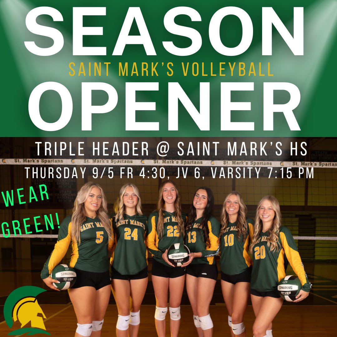 Triple Header tomorrow (Thursday 9/5) vs St Georges to kick off the 2024 season!  Come out and support the Spartans #greenout 🔥🔥🔥💚💚💚