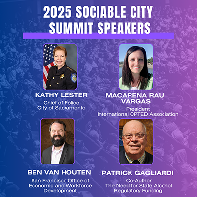 The first featured speakers for the 2025 Sociable City Summit in Sacramento, May 7-9, have been announced.  They bring unique perspectives on the nighttime social economy. bit.ly/summitspeakers1