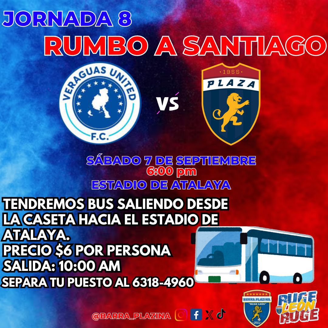 ⚠️Atencion Manada ⚠️ NOS vamos este sábado para Veraguas 🚍 tendremos un bus disponible ida y vuelta a solo B/. 6.00, separa tu cupo y viaja en la manada 🦁🦁🦁🦁🦁 <a href="/cdplazaamador/">CD Plaza Amador</a> ⬇️⬇️⬇️⬇️⬇️⬇️⬇️⬇️⬇️⬇️⬇️⬇️