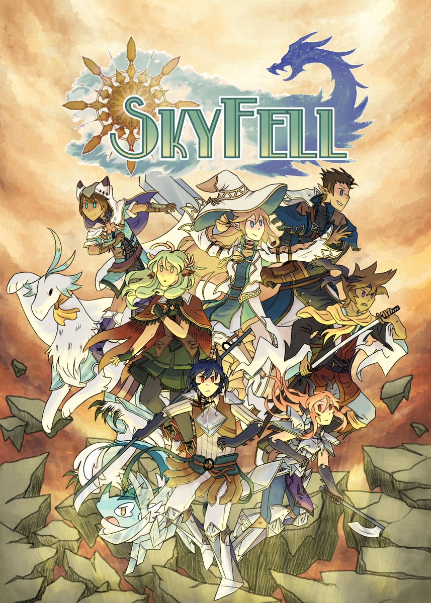 Finally finished the key art! Took a while to be satisfied with the lighting

Back to the gamedev mines I go

#SkyFell #indierpg #gamedev #rpgmaker #ツクールMV