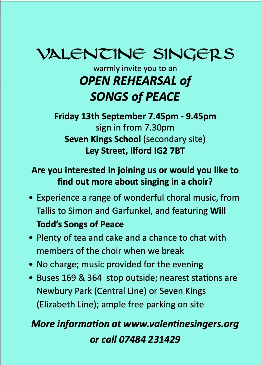 Ever wanted to sing with a choir? Love singing and want to do more?  All welcome at this free open session next week. And there's cake! Our 2024-5 season features music from renaissance to modern, including Will Todd and Louis Vierne <a href="/MakingMusic_UK/">Making Music UK</a> <a href="/DoMoreRed/">Vision Redbridge Culture & Leisure</a>
