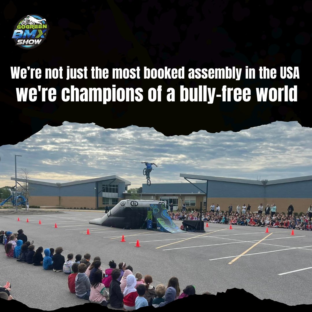GoGreenBMXshow's tweet photo. We’re not just the most booked assembly in the USA; we're champions of a bully-free world.
#schoolassemblybmxshow #schoolassemblybmxshow #bmxassembly #bmxschoolassembly #schoolassembly #schoolassemblyshow #schoolassemblyprogram #youtubeshorts #shorts #elementaryschoolassembly #schoolassemblyideas #gogreenbmx #gogreenbmxshow #assemblyforschools #schoolassemblyshows #schoolassemblies #bmxbikeshowschoolassembly #bmxshowforschools