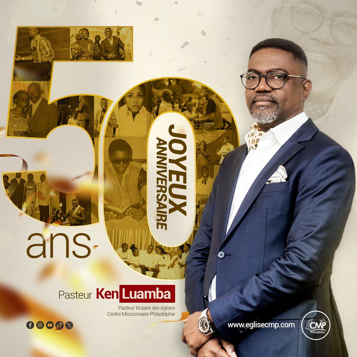 EgliseCMP's tweet photo. Un demi-siècle de bénédictions, 𝟱𝟬 𝗮𝗻𝘀 de vie. Nous célébrons en ce jour un homme d’exception, un serviteur de Dieu hors-pair, un père aimant, notre père, le pasteur Ken Luamba.

Papa, votre présence dans nos vies est un véritable cadeau divin. Merci pour tous les moments partagés, les conseils et les enseignements qui ne cessent de nous forger. 
Votre engagement envers nous, la famille Philadelphie, est une source d’inspiration. Merci pour votre leadership éclairé et votre cœur pastoral. 
Que Dieu, en cet âge significatif qu'Il vous accorde d'atteindre ce jour, puisse vous renouveler ses grâces pour chacun des rôles auxquels vous êtes appelé à jouer (époux, père de famille, père des églises CMP, mentor, ...) 

We Love You Father 

Un mot à dire à Papa ? Laquelle de ses phrases vous a le plus marqué ? 🎤

#eglisecmp
#happybirthday
#50ans
#kenluamba