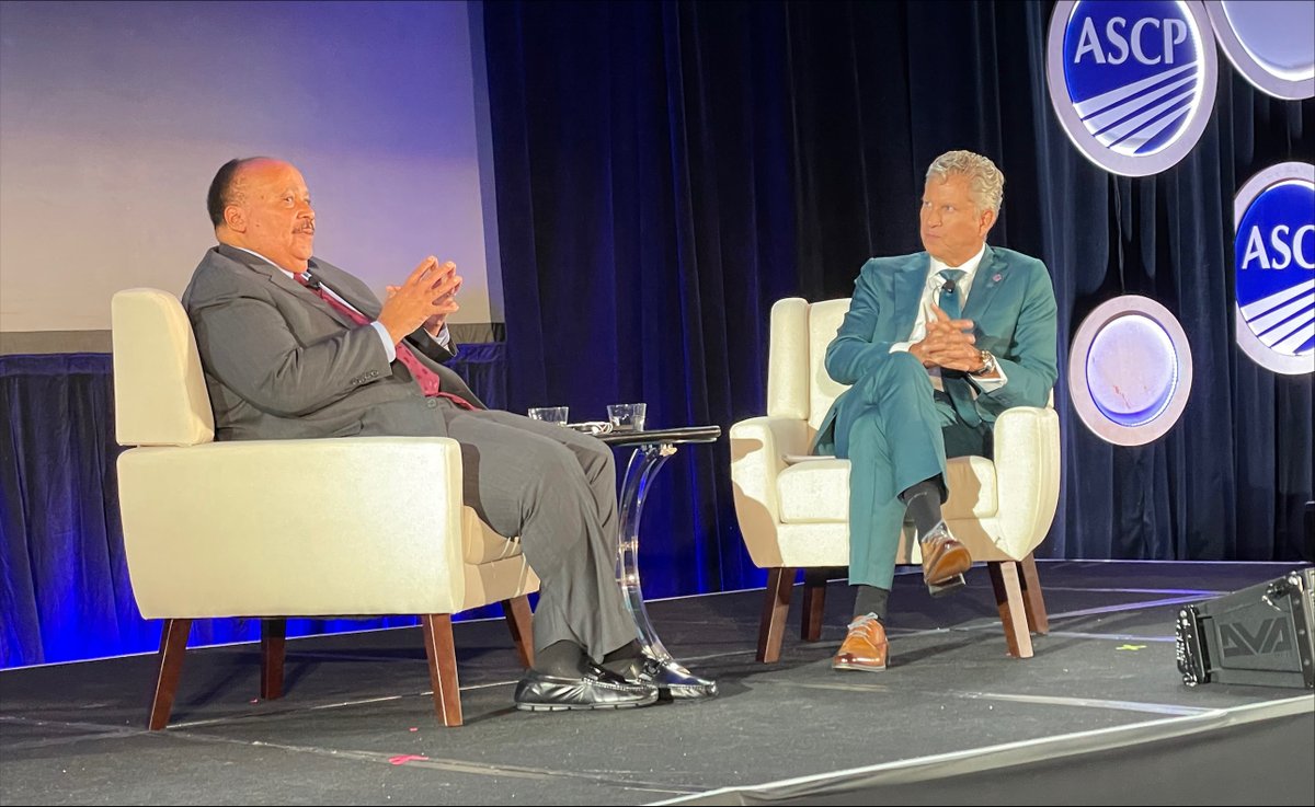 It was an honor to have <a href="/OfficialMLK3/">Martin Luther King III</a> as the keynote speaker of the general session at #ASCP2024. He and ASCP CEO <a href="/Blair_Holladay/">Blair Holladay</a> shared an inspiring discussion on diversity, equity, and inclusion, and the need to eliminate disparities in healthcare. #StrongerTogether