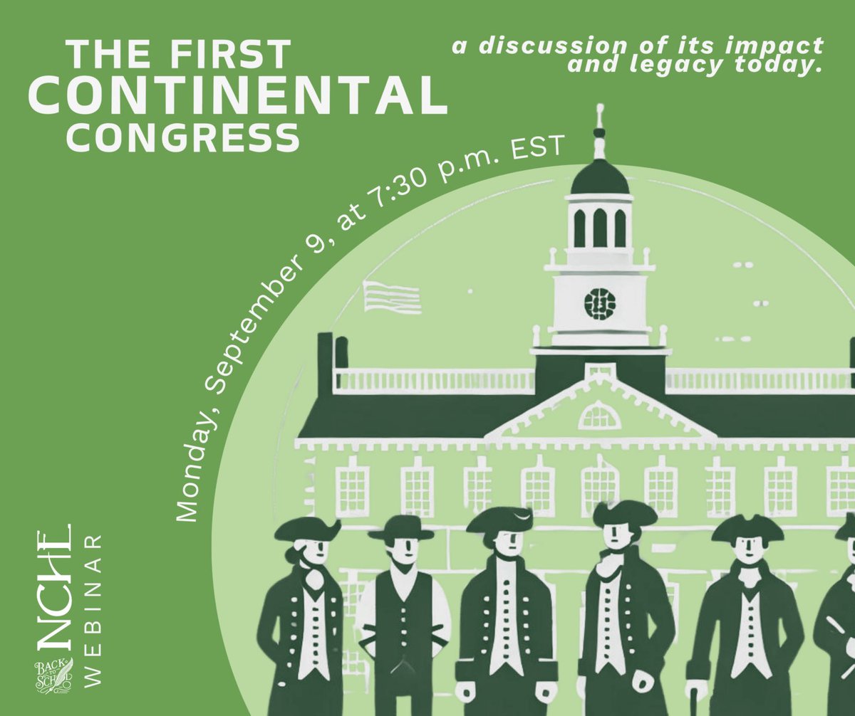 Virginia Council for History Education (@vahistoryed) on Twitter photo Join us for an upcoming <a href="/historyed/">National Council for History Education</a> webinar!
đ
: Monday, Sept. 9th
â°: 7:30 p.m. EST
The First Continental Congress
Explore the significance of the First Continental Congress with <a href="/jbf1755/">Dr. Joanne Freeman (@jbf1755 on lots oâ platforms)</a> from <a href="/Yale/">Yale University</a>.
Register here: ncheteach.org/blog/webinar/fâŠ
#historymatters <a href="/VAGeogAlliance/">Virginia Geographic</a> Join us for an upcoming <a href="/historyed/">National Council for History Education</a> webinar!
đ
: Monday, Sept. 9th
â°: 7:30 p.m. EST
The First Continental Congress
Explore the significance of the First Continental Congress with <a href="/jbf1755/">Dr. Joanne Freeman (@jbf1755 on lots oâ platforms)</a> from <a href="/Yale/">Yale University</a>.
Register here: ncheteach.org/blog/webinar/fâŠ
#historymatters <a href="/VAGeogAlliance/">Virginia Geographic</a>