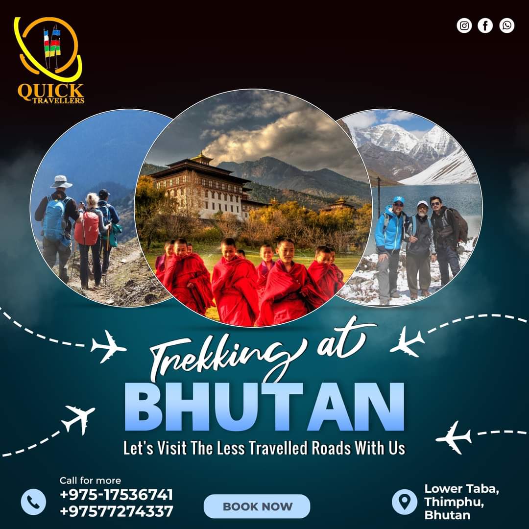 QuickJune2017's tweet image. 🌄 𝗗𝗶𝘀𝗰𝗼𝘃𝗲𝗿 𝘁𝗵𝗲 𝗠𝗮𝗴𝗶𝗰 𝗼𝗳 𝗕𝗵𝘂𝘁𝗮𝗻 𝘄𝗶𝘁𝗵 𝗢𝘂𝗿 𝗘𝘅𝗰𝗹𝘂𝘀𝗶𝘃𝗲 𝗧𝗿𝗲𝗸𝗸𝗶𝗻𝗴 in Bhutan.

𝗖𝗼𝗻𝘁𝗮𝗰𝘁 𝘂𝘀 📞+975-17536741 / +975-77274337
Office address: Lower Taba, Thimphu, Bhutan.