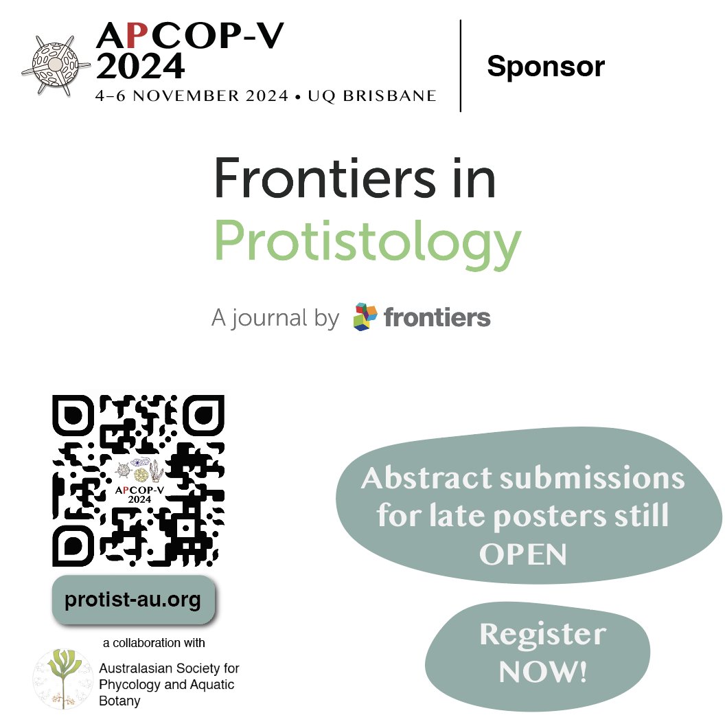 We are excited to announce our main sponsor for #APCOPV2024: thanks <a href="/FrontiersIn/">Frontiers</a> Protistology for keeping our meeting accessible to the #protist #algae research community. Abstracts are still welcome, registrations still open. We're just 2 months away!

protist-org.au/sponsors/
