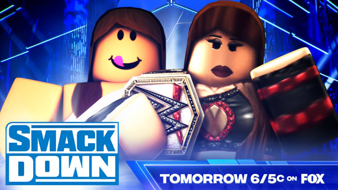 WWERPMedia's tweet photo. Thursday on #WWERPSmackdown

🇬🇧 "The British Nightmare" #MetaRhodes takes on "The Showoff" @Clvztch 

🏆 WWERP Women's Champion @itscheIseagreen takes on #LilyRousey

💅 @TheMiaStratton takes on the other half of the twins #YeraBella

📺 6/5c on @Roblox https://t.co/2T1zJaGE7d