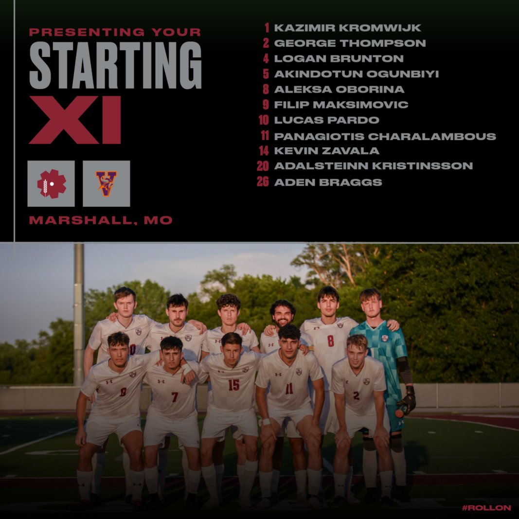 Starters for <a href="/threshersMSOC/">Bethel College Men's Soccer</a> Against #9 Missouri Valley!
📺:heartconferencenetwork.com/?B=1149936
📊:bethelthreshers.com/sidearmstats/m…
Photo Credit: <a href="/ava_brox/">Ava Broxterman</a>
#RollOn #WeAreThreshers