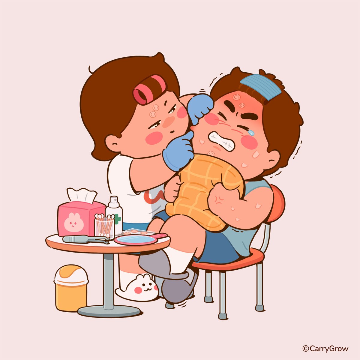 Got it! Big pimple. Stay still, this is important.
#illust #carrygrow #webcomics